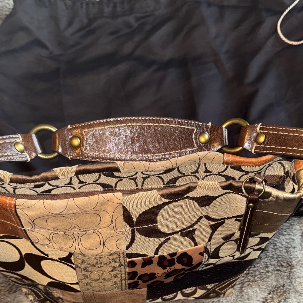 Coach Patchwork Shoulder Bag in Brown, Tan & Cream - Picture 4 of 7